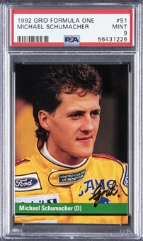 1992 Grid Formula One #51 Michael Schumacher Rookie Card - PSA MINT 9